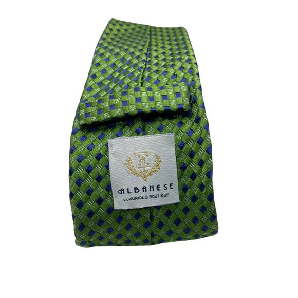 Albanese Luxurious Boutique Men's Green & Blue Checkered Tie Made in Italy #214 - Picture 3 of 4